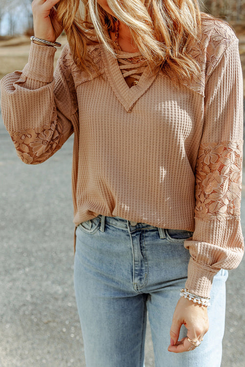 Fresh Style Lace Long Sleeve Knit Top