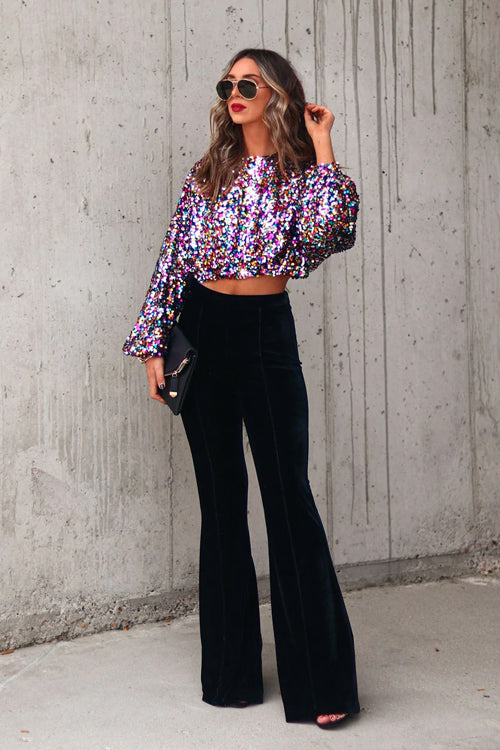 Striking Charmer Sequin Cropped Top