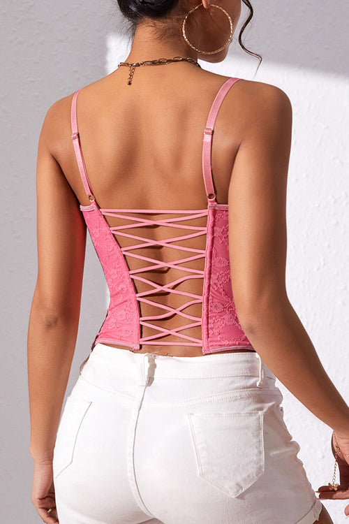 Keep Me Close Lace Backless Bustier Corset Crop Top