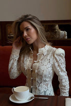 Celita Sheer Eyelash Lace Long Sleeve Top
