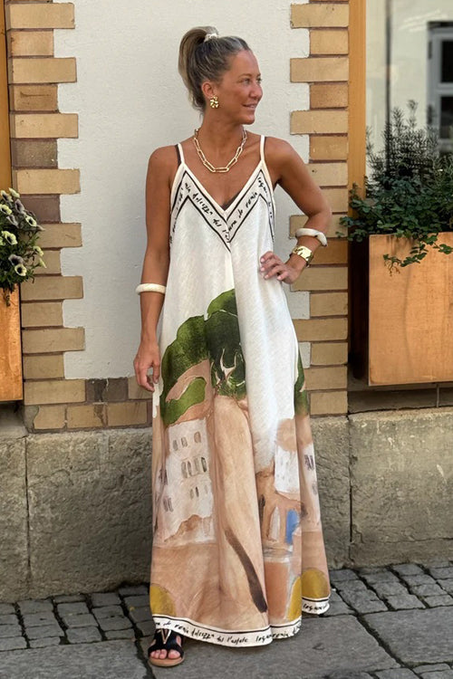 Wondrous Muse V-Neck Printed Maxi Dress
