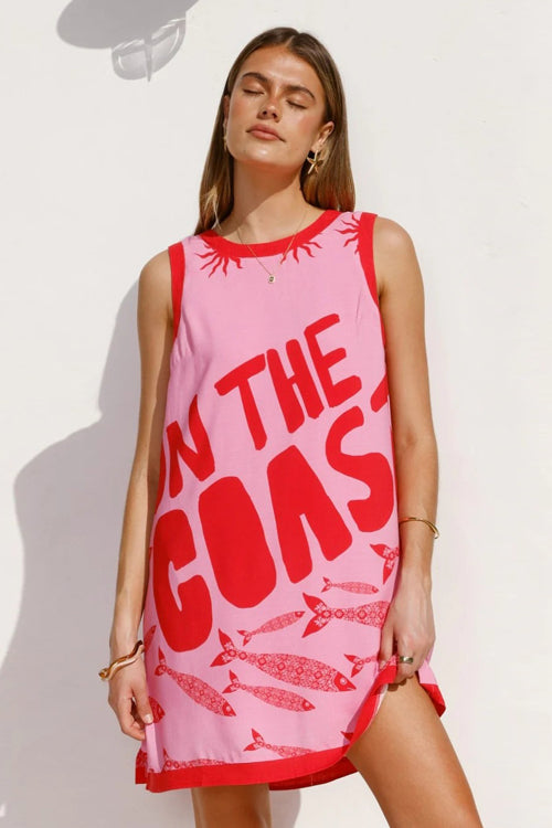 Charming Aesthetic Print Sleeveless Mini Dress