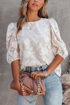 Try Me Out Textured Half Sleeve Top