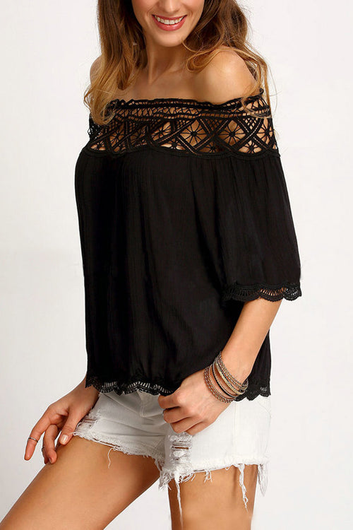 Delightful Memories Off the Shoulder Eyelet Top