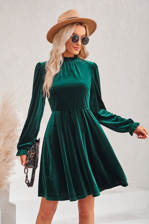 Can't Help But Affection Velvet Long Sleeve Mini Dress