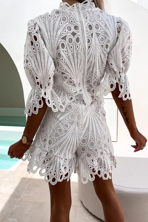Crafted Radiance Hollow-Out Short Sleeve Suit