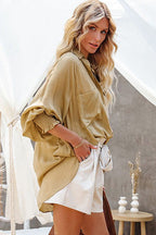 Affection Life Oversized Pocket Balloon Sleeve Shirt
