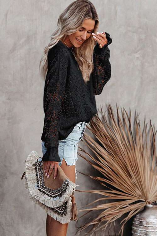 Own The Look Lace Hollow-Out Knit Sweater