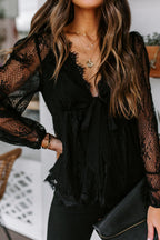 Crazy About You Lace Long Sleeve Top