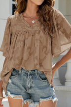A Chance For Affection Floral Jacquard Short Sleeve Top - 7 Colors