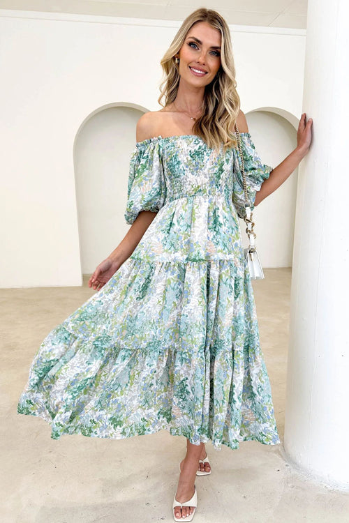 Just Feels Right Smocked Puff Sleeve Maxi Dress