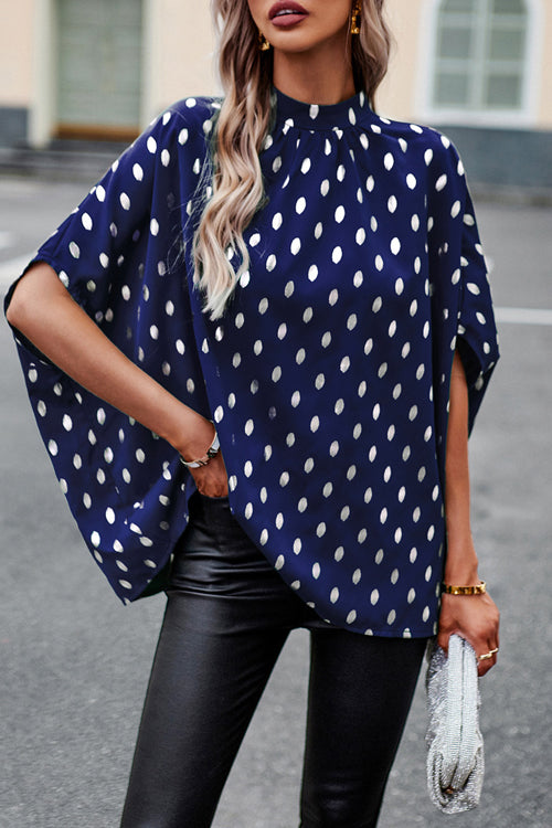 Promises Kept Dotted Short Sleeve Cape Top