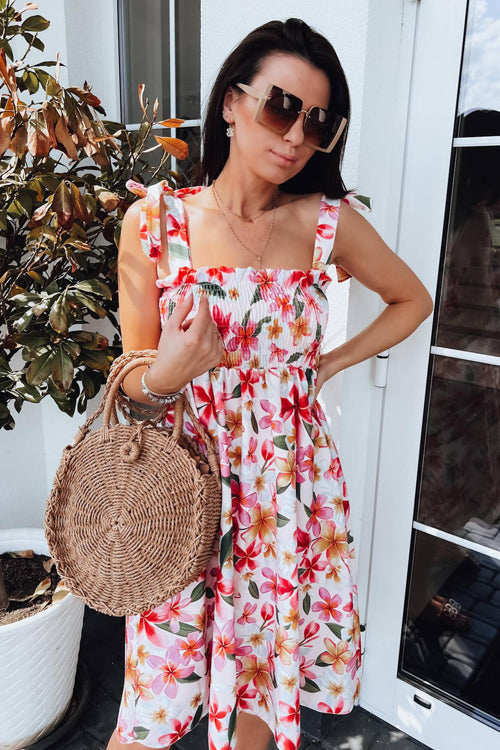 Indulge Yourself Floral Print Bowknot Mini Dress