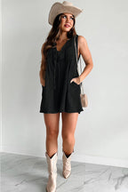 Luck And Affection Pocket Denim Sleeveless Romper