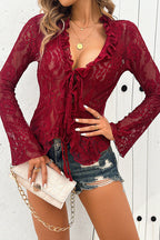 Midnight Love Story Lace Long Sleeve Top