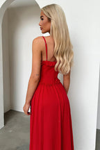 Confident Charmer Spaghetti Ruffled Midi Dress