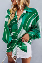 Life Of Affection Print Button Down Smocked Top - 7 Colors