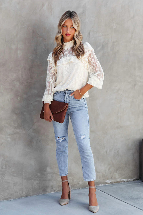 Couldn't Be Better Lace Ruffled Top