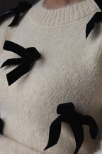 Delightful Comfort Bow Embellished Knit Sweater