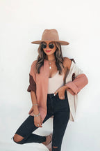 Open-Air Day Colorblock Button Down Top