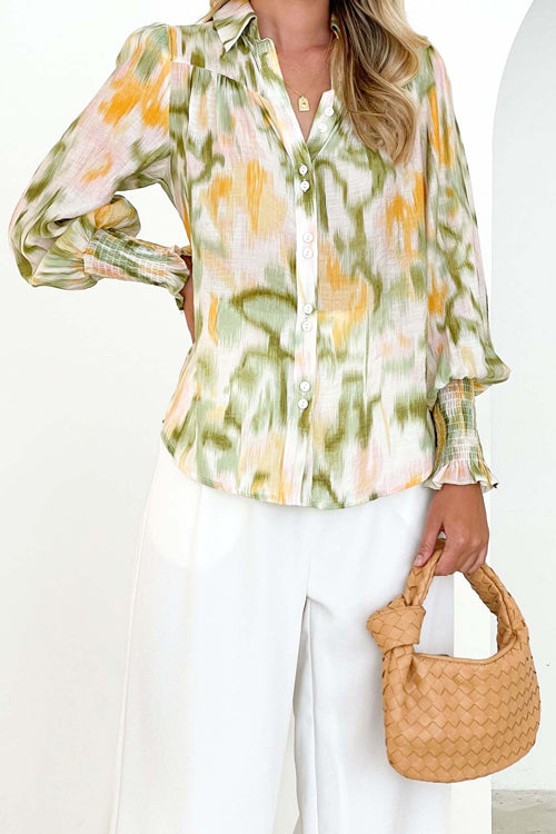 Elevate The Moment Print Button Down Long Sleeve Top