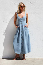 Didi Corset Bodice Denim Midi Dress