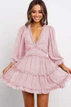 Love Story Language Ruffled Printed Mini Dress