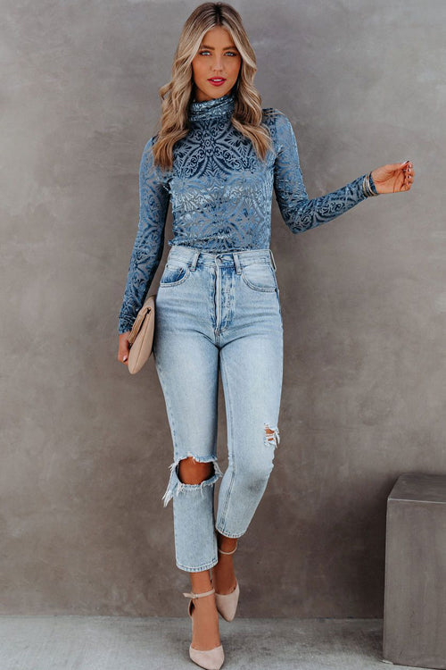 Room To Roam High Neck Velvet Top