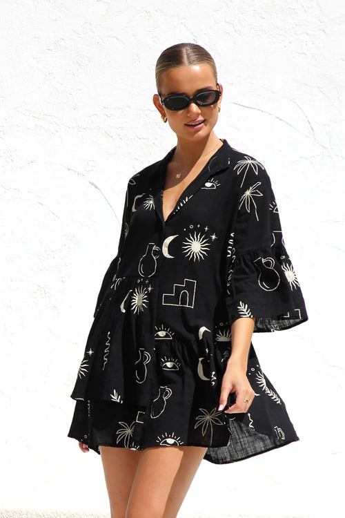 Open Your Heart Cotton Print A-Line Mini Dress