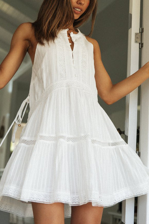 Delightful Nature White Lace Babydoll Mini Dress