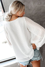 Polished Frills Balloon Sleeve Lace Top