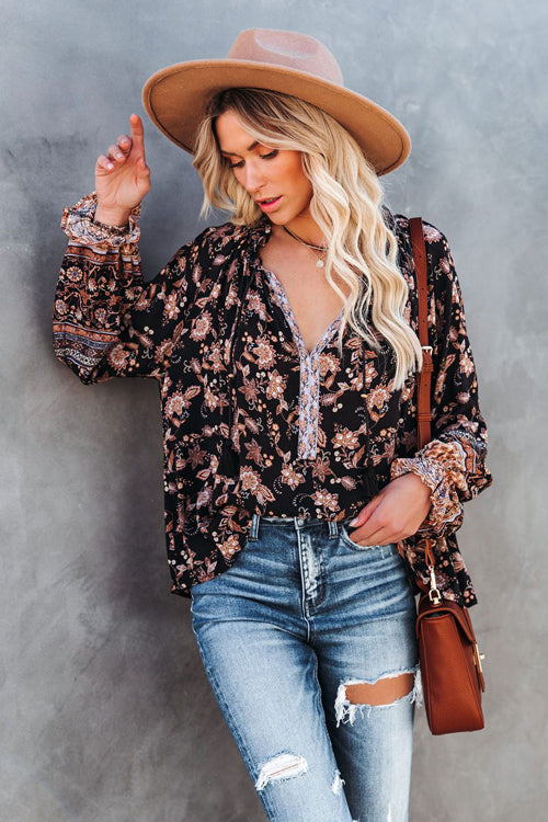 Giving Radiant Boho Print Long Sleeve Top