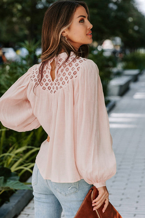Romance-Inspired History Lace Balloon Long Sleeve Top