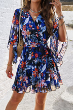 Today'S Moment Floral Print Warp Mini Dress