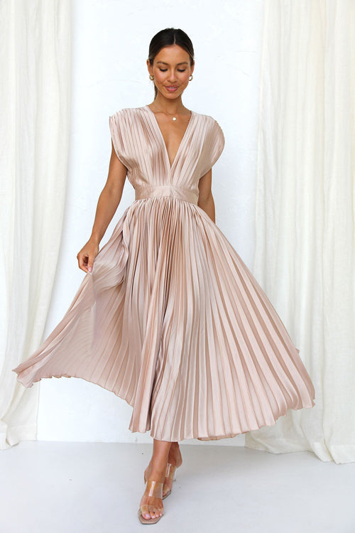 A New Day V-Neck Pleated Midi Dress