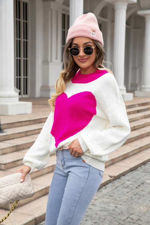 Look Out Heart Long Sleeve Knit Sweater