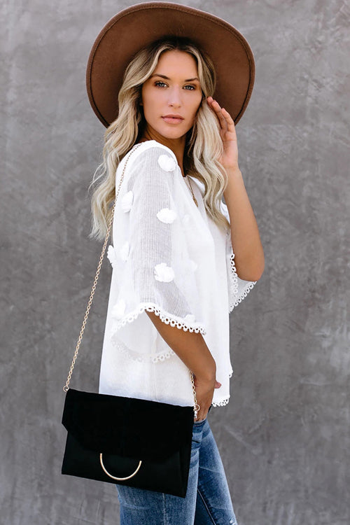 Delightful Time Swiss Dot Half Sleeve Top