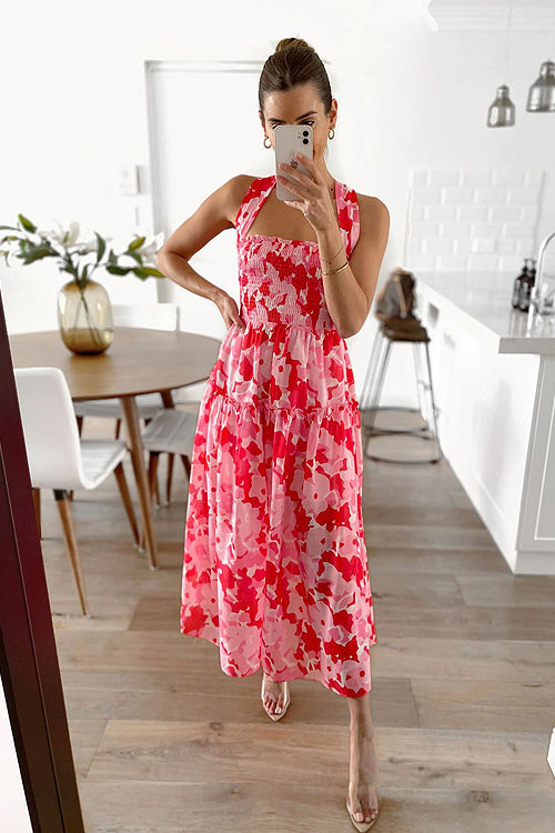 Wrapped In Romance Printed Backless Maxi Dress