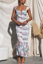Captivating Destiny Floral Pleated Midi Dress