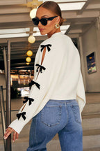 Comfort Ahead Bow Embellished Knit Cardigan