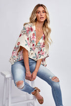 Mood Groovy Floral Button Down Top