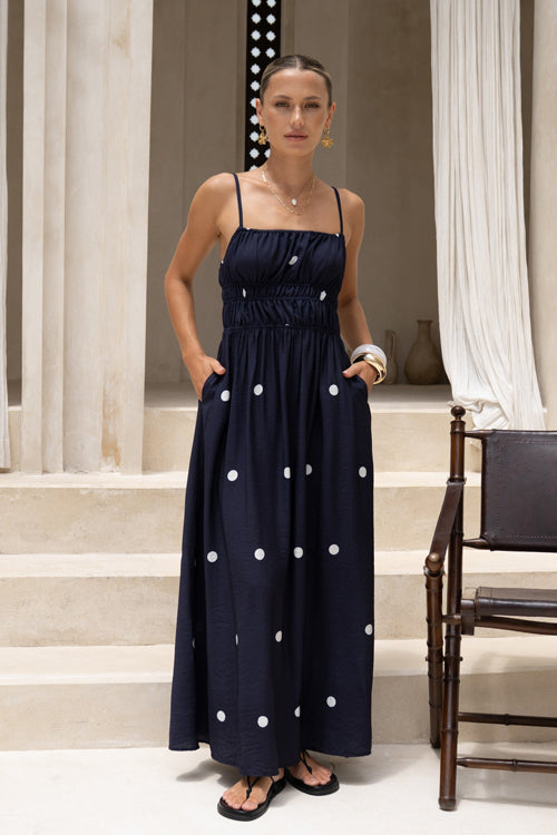 Elegant Admiration Polka Dots Maxi Dress
