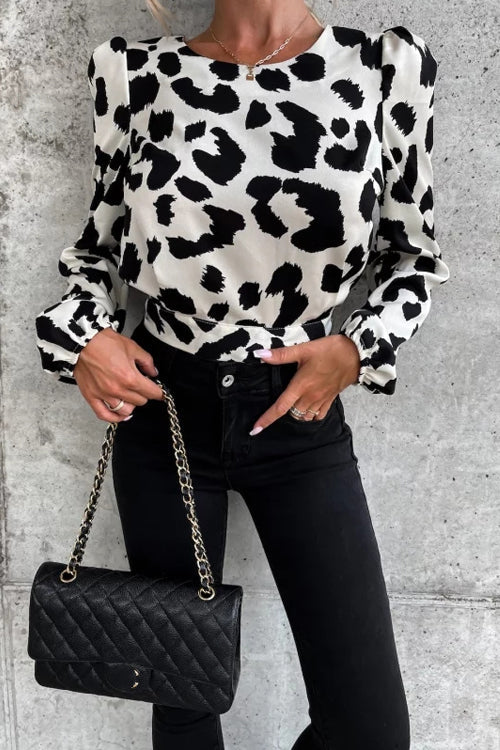 Season To Glow Leopard Backless Long Sleeve Top