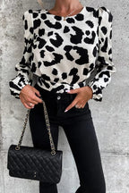 Season To Glow Leopard Backless Long Sleeve Top
