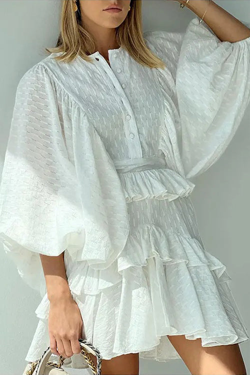 A New Day Crochet Lace Long Sleeve Mini Dress