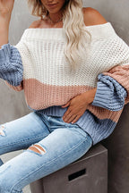 Sunlit Days Striped Off Shoulder Knit Sweater