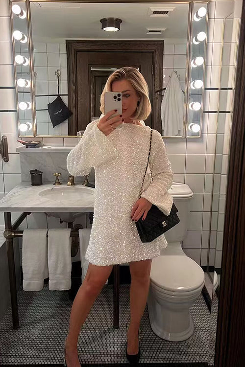 Glow For Tonight Sequin Tie-Back Mini Dress