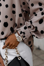 Mood Setter Polka Dot Print Button Down Top