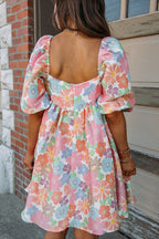 It's Made For Playful Spirit Floral Print Babydoll Mini Dress