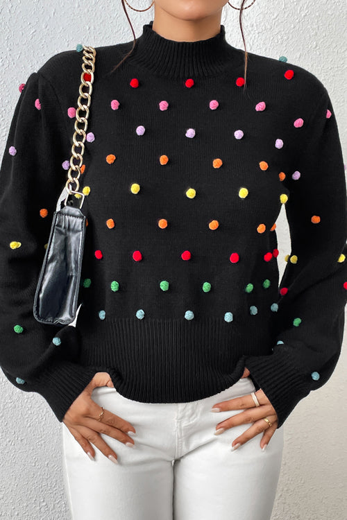 Endlessly Cozy Colorful Dots Long Sleeve Sweater